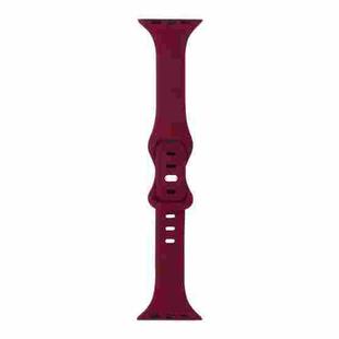 Slimming 8-buckle Silicone Watch Band For Apple Watch Ultra 49mm / Series 8&7 45mm / SE 2&6&SE&5&4 44mm / 3&2&1 42mm(Wine Red)