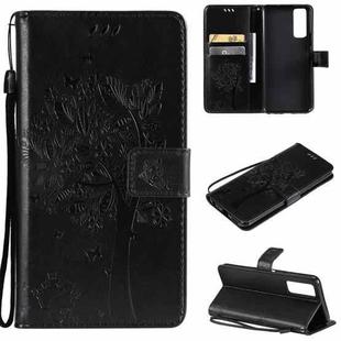For vivo Y72 5G / iQOO Z3 Tree & Cat Embossing Pattern Horizontal Flip PU Leather Case with Holder & Card Slots & Wallet & Lanyard(Black)