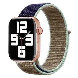 For Apple Watch Ultra 49mm / Series 8&7 45mm / SE 2&6&SE&5&4 44mm / 3&2&1 42mm Color Matching Nylon Watch Band(Blue + Green)