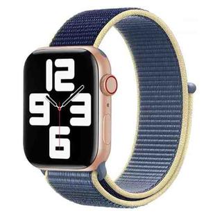 For Apple Watch Series 7 45mm / 6 & SE & 5 & 4 44mm / 3 & 2 & 1 42mm Color Matching Nylon Watch Band(Blue + Yellow)