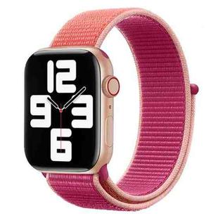 For Apple Watch Series 7 45mm / 6 & SE & 5 & 4 44mm / 3 & 2 & 1 42mm Color Matching Nylon Watch Band(Orange + Rose Red)