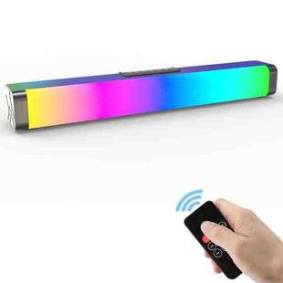 LP-18 20W Stereo Home Theater Soundbar Rectangle Colorful Bluetooth Speaker with Remote Control, EU Plug(Black)