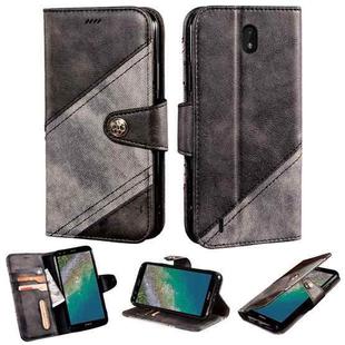 For Nokia C01 Plus Contrast Color Splicing Retro Texture Horizontal Flip PU Leather Case with Card Slots & Holder & Wallet(Black)