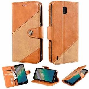 For Nokia C01 Plus Contrast Color Splicing Retro Texture Horizontal Flip PU Leather Case with Card Slots & Holder & Wallet(Brown)
