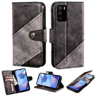 For OPPO A16 Contrast Color Splicing Retro Texture Horizontal Flip PU Leather Case with Card Slots & Holder & Wallet(Black)