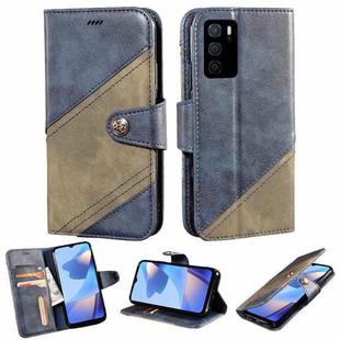 For OPPO A16 Contrast Color Splicing Retro Texture Horizontal Flip PU Leather Case with Card Slots & Holder & Wallet(Blue)