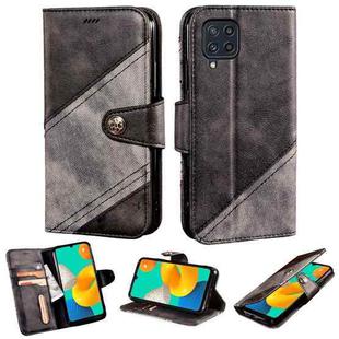 For Samsung Galaxy M32 Contrast Color Splicing Retro Texture Horizontal Flip PU Leather Case with Card Slots & Holder & Wallet(Black)
