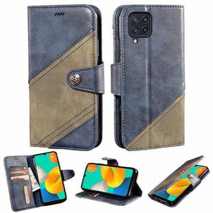 For Samsung Galaxy M32 Contrast Color Splicing Retro Texture Horizontal Flip PU Leather Case with Card Slots & Holder & Wallet(Blue)