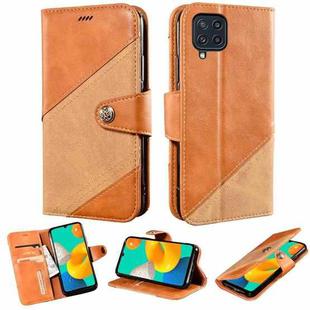 For Samsung Galaxy M32 Contrast Color Splicing Retro Texture Horizontal Flip PU Leather Case with Card Slots & Holder & Wallet(Brown)