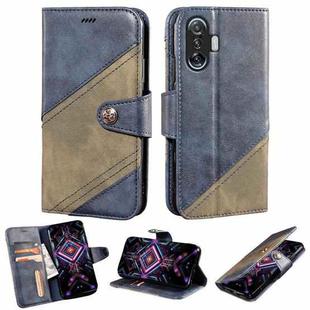 For Xiaomi Poco F3 GT Contrast Color Splicing Retro Texture Horizontal Flip PU Leather Case with Card Slots & Holder & Wallet(Blue)