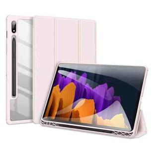 For Samsung Galaxy Tab S8 / Galaxy Tab S7 2020 SM-T870 / SM-T875 DUX DUCIS TOBY Series Shockproof PU Leather + PC + TPU Horizontal Flip Case with Holder & Pen Slot & Sleep / Wake-up Function(Pink)