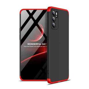 For OPPO Reno6 5G GKK Three Stage Splicing Full Coverage PC Case(Black Red)