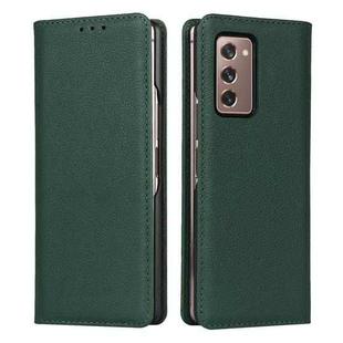 For Samsung Galaxy Z Fold2 5G Small Lychee Texture Horizontal Flip Leather Case with Holder & Card Slot(Dark Green)