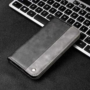 For iPhone 13 Pro Business Solid Color Stitching Horizontal Flip Leather Case with Holder & Card Slots (Grey)