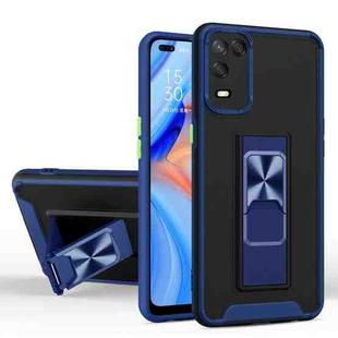 For OPPO A54 Dual-color Skin Feel TPU + PC Magnetic Shockproof Case with Invisible Holder(Royal Blue)