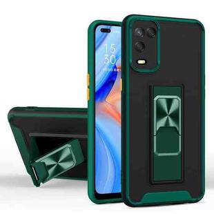 For OPPO A54 Dual-color Skin Feel TPU + PC Magnetic Shockproof Case with Invisible Holder(Dark Green)