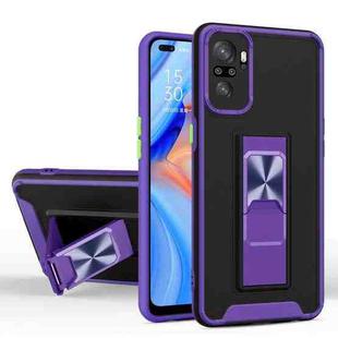 For Xiaomi Redmi Note 10 Dual-color Skin Feel TPU + PC Magnetic Shockproof Case with Invisible Holder(Purple)