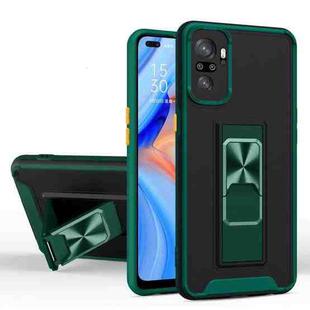 For Xiaomi Redmi Note 10 Dual-color Skin Feel TPU + PC Magnetic Shockproof Case with Invisible Holder(Dark Green)