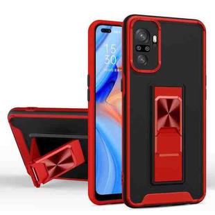 For Xiaomi Redmi Note 10 Dual-color Skin Feel TPU + PC Magnetic Shockproof Case with Invisible Holder(Red)