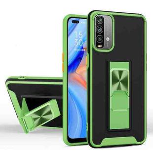 For Xiaomi Redmi Note 9 4G Dual-color Skin Feel TPU + PC Magnetic Shockproof Case with Invisible Holder(Grass Green)