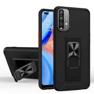 For Xiaomi Redmi Note 9 4G Dual-color Skin Feel TPU + PC Magnetic Shockproof Case with Invisible Holder(Black)