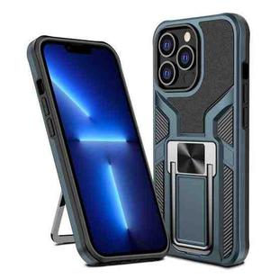 For iPhone 13 Pro Armor 2 in 1 PC + TPU Magnetic Shockproof Case with Foldable Holder (Cyan)