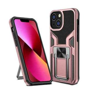 For iPhone 13 Armor 2 in 1 PC + TPU Magnetic Shockproof Case with Foldable Holder(Rose Gold)