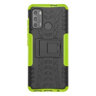 For Motorola Moto G60 Tire Texture Shockproof TPU+PC Protective Case with Holder(Green)