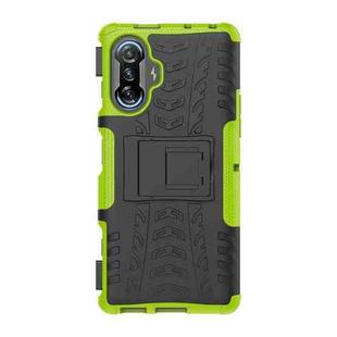 For Xiaomi Redmi K40 Gaming Tire Texture Shockproof TPU+PC Protective Case with Holder(Green)