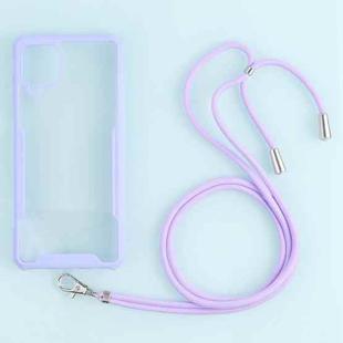 For Samsung Galaxy A12 5G Acrylic + Color TPU Shockproof Case with Neck Lanyard(Purple)