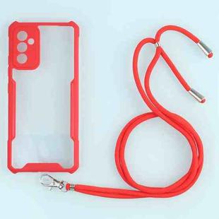 For Samsung Galaxy A82 Acrylic + Color TPU Shockproof Case with Neck Lanyard(Red)