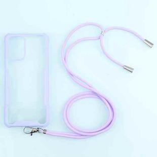 For Xiaomi Redmi Note 10 4G/10S Acrylic + Color TPU Shockproof Case with Neck Lanyard(Purple)