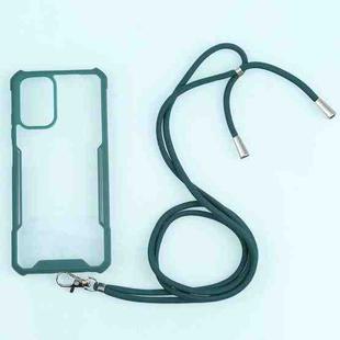 For Xiaomi Redmi Note 10 4G/10S Acrylic + Color TPU Shockproof Case with Neck Lanyard(Dark Green)