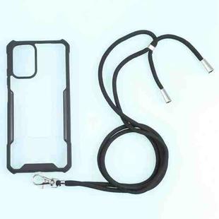 For Xiaomi Redmi Note 10 4G/10S Acrylic + Color TPU Shockproof Case with Neck Lanyard(Black)