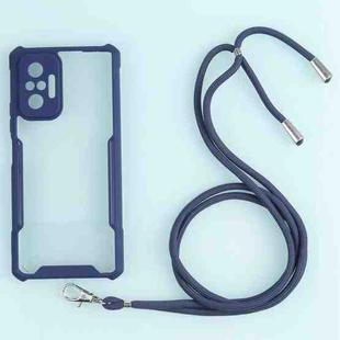 For Xiaomi Redmi Note 10 Pro Max Acrylic + Color TPU Shockproof Case with Neck Lanyard(Dark Blue)