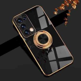 For OPPO Reno6 Pro+ 5G 6D Electroplating Full Coverage Silicone Protective Case with Magnetic Ring Holder(Black)