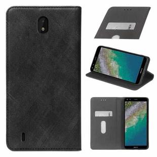 For Nokia C01 Plus Cloth Texture Retro Horizontal Flip PU Leather Shockproof Case with Holder & Card Slot(Black)