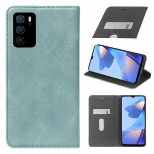 For OPPO A16 Cloth Texture Retro Horizontal Flip Leather Phone Case(Blue)