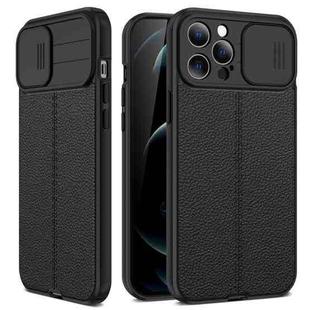 For iPhone 12 mini Litchi Texture Sliding Camshield TPU Protective Case (Black)