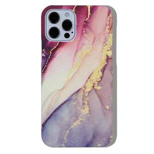 For iPhone 11 Pro Marble Pattern PC Shockproof Protective Case (Purple Gold)