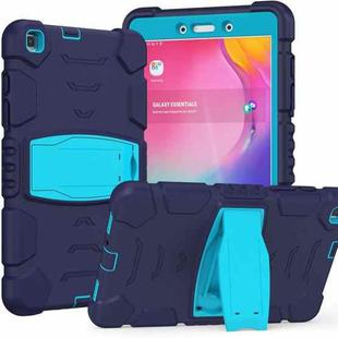 For Samsung Galaxy Tab A8.0 2019 T290 3-Layer Protection Screen Frame + PC + Silicone Shockproof Combination Case with Holder(NavyBlue+Blue)