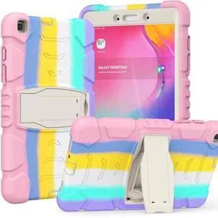 For Samsung Galaxy Tab A8.0 2019 T290 3-Layer Protection Screen Frame + PC + Silicone Shockproof Combination Case with Holder(Colorful Pink)