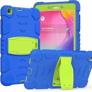 For Samsung Galaxy Tab A8.0 2019 T290 3-Layer Protection Screen Frame + PC + Silicone Shockproof Combination Case with Holder(Blue+Lime)