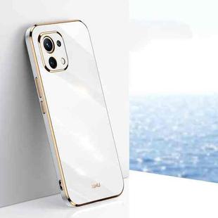 For Xiaomi Mi 11 Lite XINLI Straight 6D Plating Gold Edge TPU Shockproof Case(White)