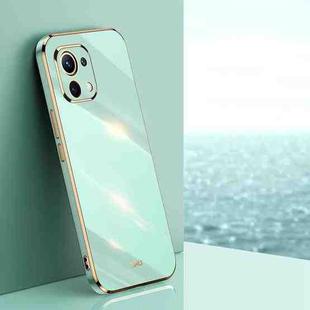 For Xiaomi Mi 11 Lite XINLI Straight 6D Plating Gold Edge TPU Shockproof Case(Mint Green)