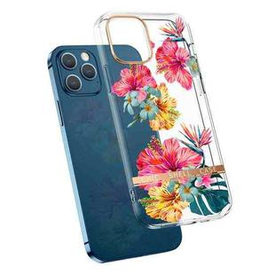 For iPhone 11 High Translucent Electroplating Flower Pattern TPU + PC Shockproof Case (Hibiscus)