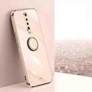 For Xiaomi Redmi K30 XINLI Straight 6D Plating Gold Edge TPU Shockproof Case with Ring Holder(Pink)