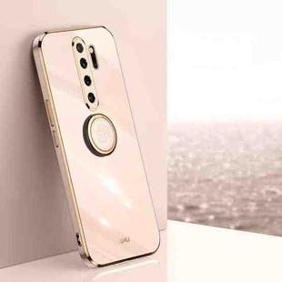 For Xiaomi Redmi Note 8 Pro XINLI Straight 6D Plating Gold Edge TPU Shockproof Case with Ring Holder(Pink)