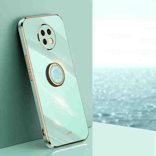 For Xiaomi Redmi Note 9 5G XINLI Straight 6D Plating Gold Edge TPU Shockproof Case with Ring Holder(Mint Green)