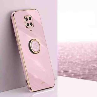 For Xiaomi Redmi Note 9S XINLI Straight 6D Plating Gold Edge TPU Shockproof Case with Ring Holder(Cherry Purple)